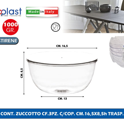 Poloplast Cont. Zuccotto Cf.3Pz. Trasp.Cop. Cm.16,5X8,5 Polo Plast srl