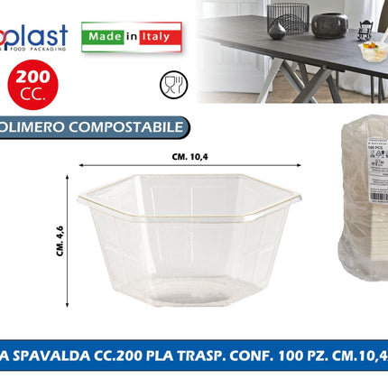 Poloplast Coppa Spavalda Cc.200 Pla Trasp. Conf. 100 Pz. Cm.10,4X4,6H Polo Plast srl