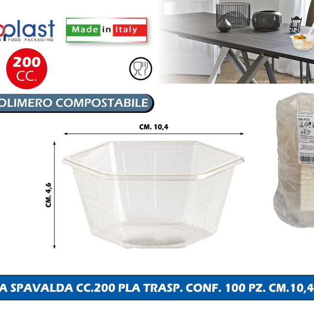 Poloplast Coppa Spavalda Cc.200 Pla Trasp. Conf. 100 Pz. Cm.10,4X4,6H Polo Plast srl