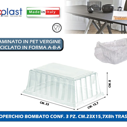 Poloplast Coperchio Bombato Conf. 3 Pz. Cm.23X15,7X8H Trasp. Polo Plast srl