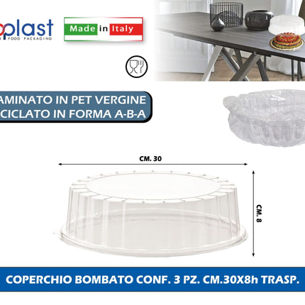 Poloplast Coperchio Bombato Conf. 3 Pz. Cm.30X8H Trasp. Polo Plast srl