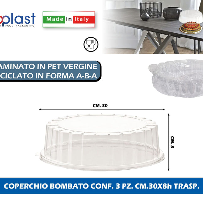 Poloplast Coperchio Bombato Conf. 3 Pz. Cm.30X8H Trasp. Polo Plast srl