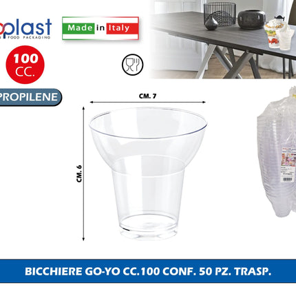 Poloplast Bicchiere Go-Yo Cc.100 Conf. 50 Pz. Trasp. Polo Plast srl