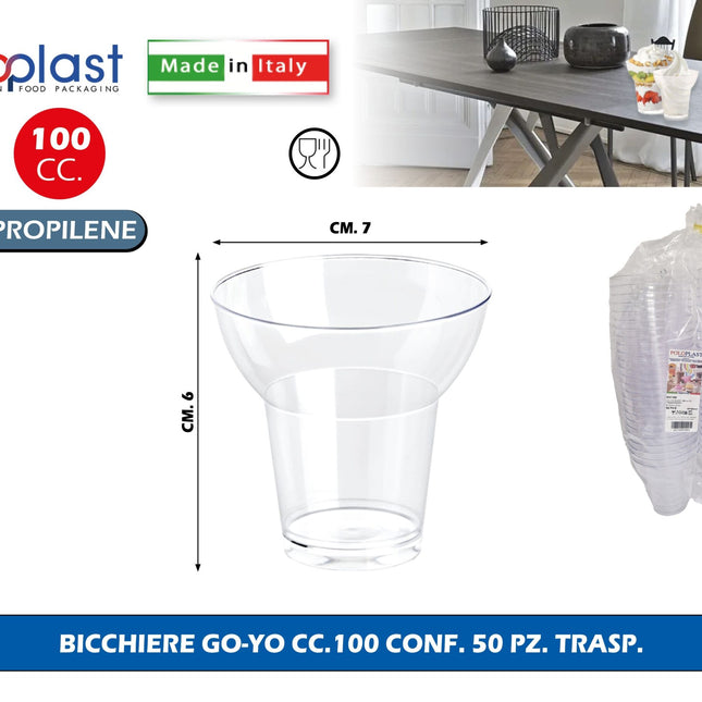 Poloplast Bicchiere Go-Yo Cc.100 Conf. 50 Pz. Trasp. Polo Plast srl