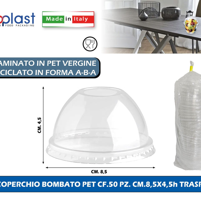 Poloplast Coperchio Bombato Pet Cf.50 Pz. Cm.8,5X4,5H Trasp. Polo Plast srl