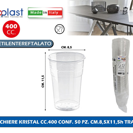 Poloplast Bicchiere Kristal Cc.400 Conf. 50 Pz. Cm.8,5X11,5H Trasp. Polo Plast srl