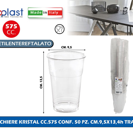 Poloplast Bicchiere Kristal Cc.575 Conf. 50 Pz. Cm.9,5X13,4H Trasp. Polo Plast srl