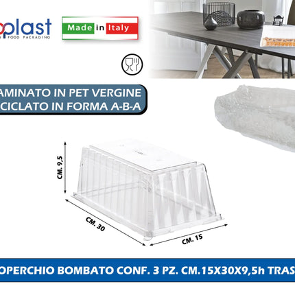 Poloplast Coperchio Bombato Conf. 3 Pz. Cm.15X30X9,5H Trasp. Polo Plast srl