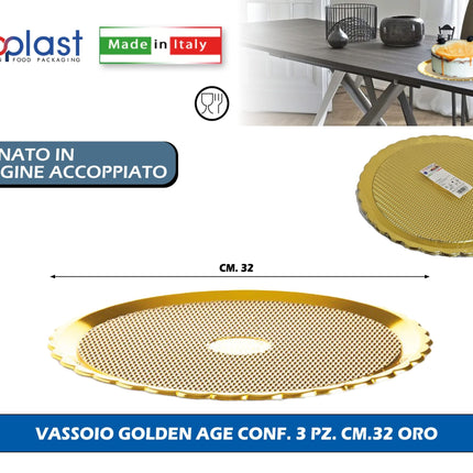 Poloplast Vassoio Golden Age Conf. 3 Pz. Cm.32 Oro Polo Plast srl