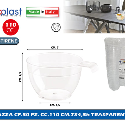 Poloplast Tazza Cf.50 Pz. Cc.140 Cm.7X4,5H Trasparente Polo Plast srl