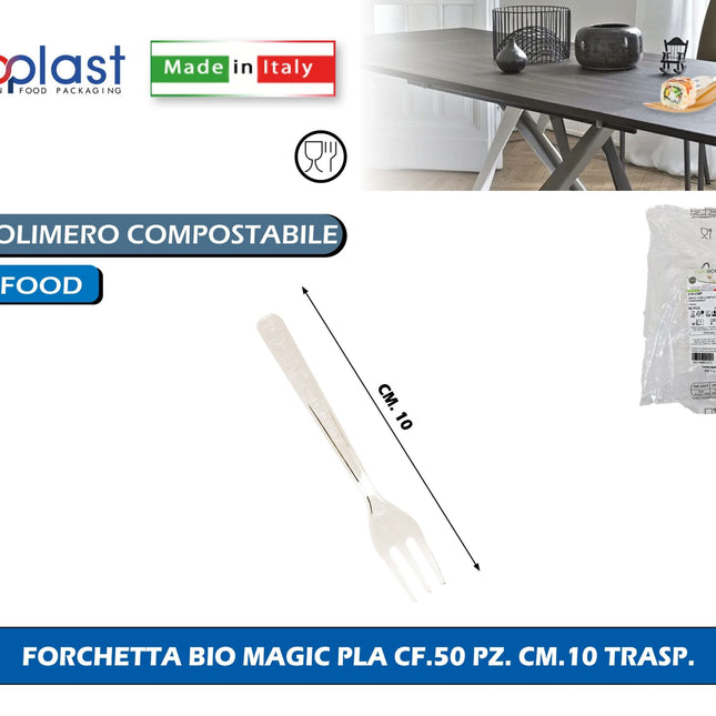 Poloplast Forchetta Bio Magic Pla Cf.50 Pz. Cm.10 Trasp. Polo Plast srl