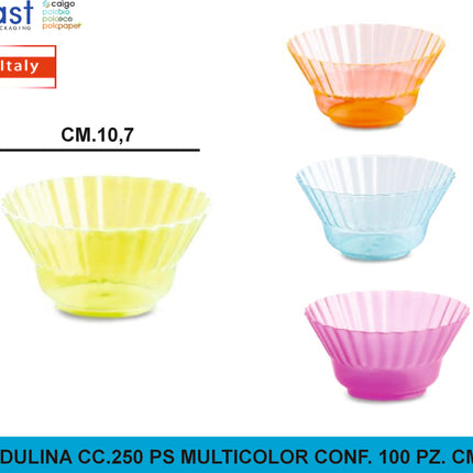 Poloplast Coppa Ondulina Cc.250 Ps Multicolor Conf. 100 Pz. Cm.10,7X5,5H Polo Plast srl