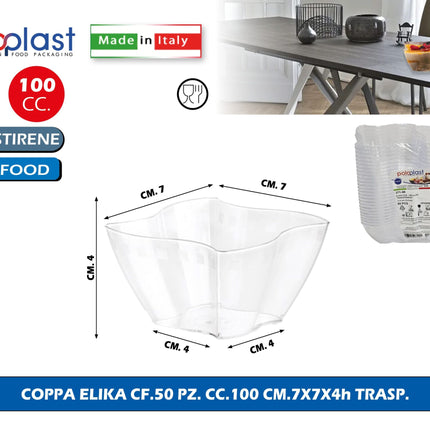 Poloplast Coppa Elika Cf.50 Pz. Cc.100 Cm.7X7X4H Trasp. Polo Plast srl