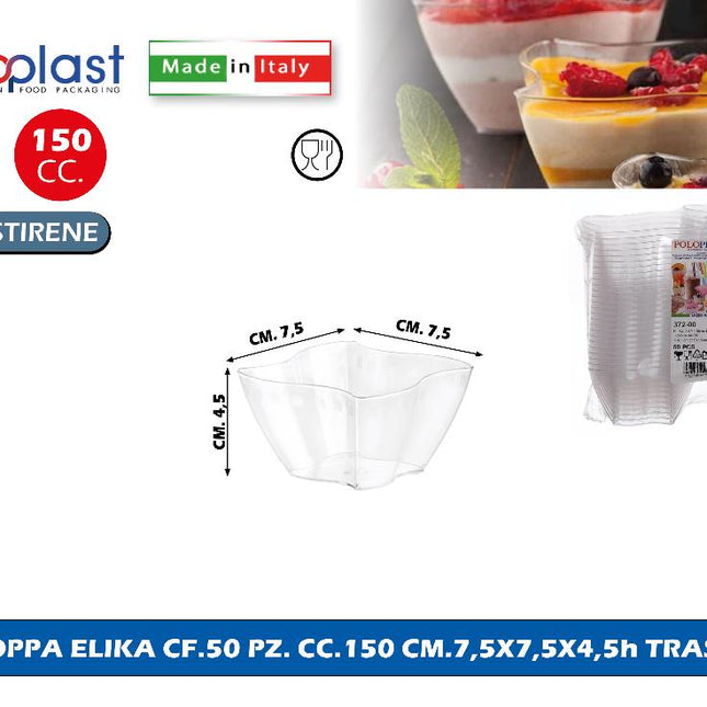 Poloplast Coppa Elika Cf.50 Pz. Cc.150 Cm.7,5X7,5X4,5H Trasp. Polo Plast srl