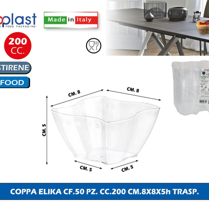 Poloplast Coppa Elika Cf.50 Pz. Cc.200 Cm.8X8X5H Trasp. Polo Plast srl