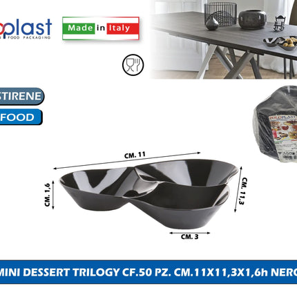 Poloplast Minidessert Trilogy Cf.50 Pz. Cm.11X11,3X1,6H Nero Polo Plast srl