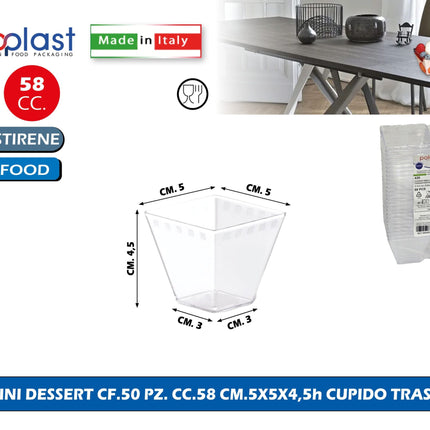 Poloplast Minidessert Cf.50 Pz. Cc.58 Cm.5X5X4,5H Cupido Trasp. Polo Plast srl