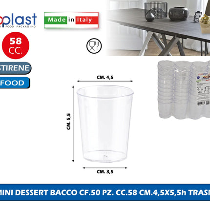 Poloplast Minidessert Bacco Cf.50 Pz. Cc.58 Cm.4,5X5,5H Trasp. Polo Plast srl