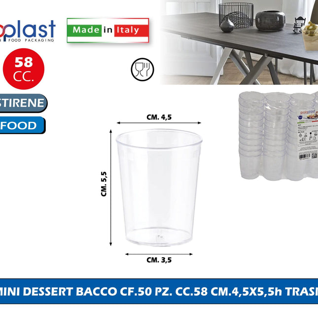 Poloplast Minidessert Bacco Cf.50 Pz. Cc.58 Cm.4,5X5,5H Trasp. Polo Plast srl