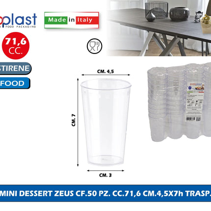 Poloplast Minidessert Zeus Cf.50 Pz. Cc.71,6 Cm.4,5X7H Trasp. Polo Plast srl