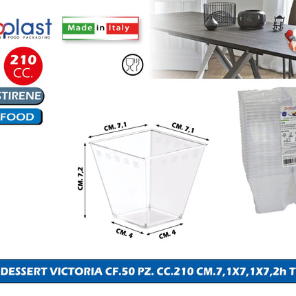 Poloplast Mini Dessert Victoria Cf.50 Pz. Cc.210 Cm.7,1X7,1X7,2H Trasp Polo Plast srl