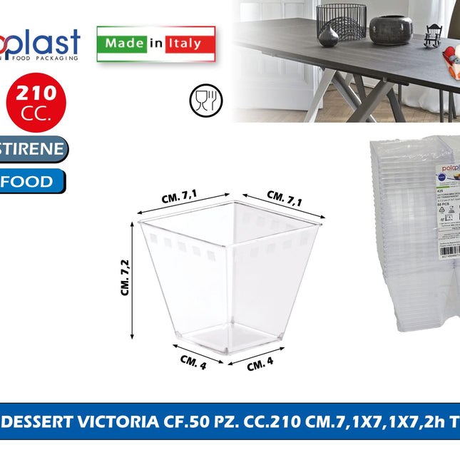 Poloplast Mini Dessert Victoria Cf.50 Pz. Cc.210 Cm.7,1X7,1X7,2H Trasp Polo Plast srl