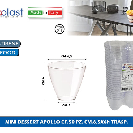 Poloplast Mini Dessert Apollo Cf.50 Pz. Cm.6,5X6H Trasp. Polo Plast srl