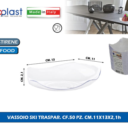 Poloplast Vassoio Ski Traspar. Cf.50 Pz. Cm.11X13X2,1H Polo Plast srl