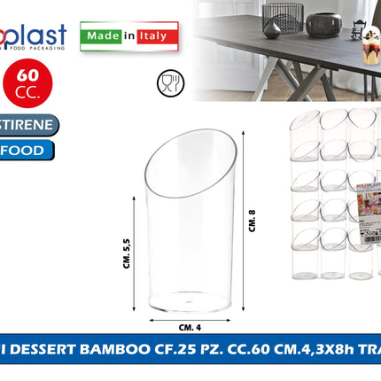 Poloplast Minidessert Bamboo Cf.25 Pz. Cc.60 Cm.4,3X8H Trasp. Polo Plast srl