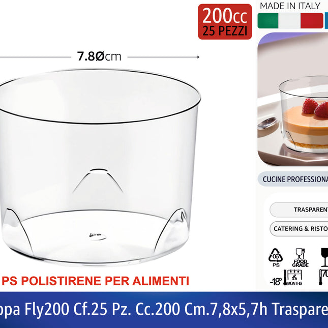 Poloplast Coppa Fly200 Cf.25 Pz. Cc.200 Cm.7,8X5,7H Trasparente Polo Plast srl