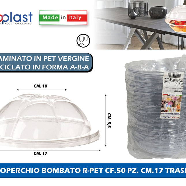 Poloplast Coperchio Bombato R-Pet Cf.50 Pz. Cm.17 Trasp. Polo Plast srl
