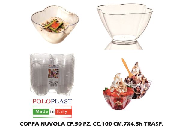 Poloplast Coppa Nuvola Cf.50 Pz. Cc.100 Cm.7X4,3H Trasp. Polo Plast srl