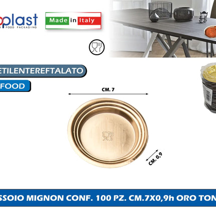 Poloplast Vassoio Mignon Conf. 100 Pz. Cm.7X0,9H Oro Tondo Polo Plast srl