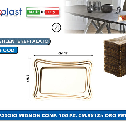 Poloplast Vassoio Mignon Conf. 100 Pz. Cm.8X12H Oro Rett. Polo Plast srl