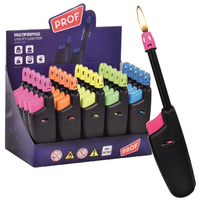 Polyflame Accendigas a Fiamma Corta Estraibile – Singolo, 2/3 Pezzi o Box con Colori Assortiti Polyflame