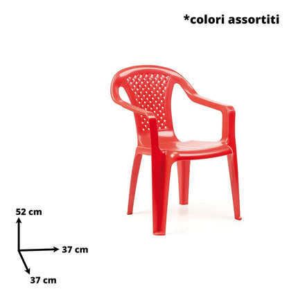 Progarden Sedia Piccola Per Bambini Poltroncina In Plastica Impilabile Con Braccioli 37X37X52H Cm