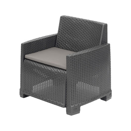 Progarden Salotto Da Giardino Completo Como Set Divano + Tavolino + 2 Poltrone Da Esterni Con Finitura Effetto Rattan