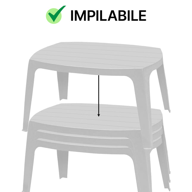 Progarden Tavolino Basso Per Salottino Esterno Bar Kai Tavolo Impilabile In Plastica Da Giardino Bianco 76,5X50X46H Cm
