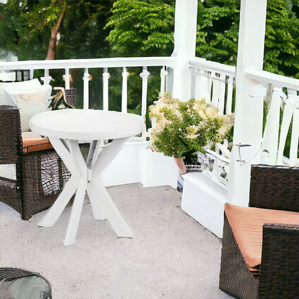 Progarden Tavolo Tavolino Rotondo Don, Diametro 70X72H Cm, Bianco In Polipropilene, Linea Elegance, Facile Da Pulire Montare, Resistente Agli Uv, Made In Italy