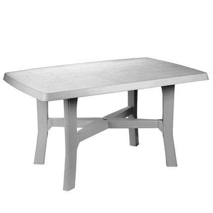 Progarden Tavolo Da Giardino 6 Posti A Sedere Con Foro Per Ombrellone Rodano Tavolo Per Esterni Picnic Bianco 138X88X72H Cm