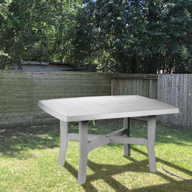 Progarden Tavolo Da Giardino 6 Posti A Sedere Con Foro Per Ombrellone Rodano Tavolo Per Esterni Picnic Bianco 138X88X72H Cm