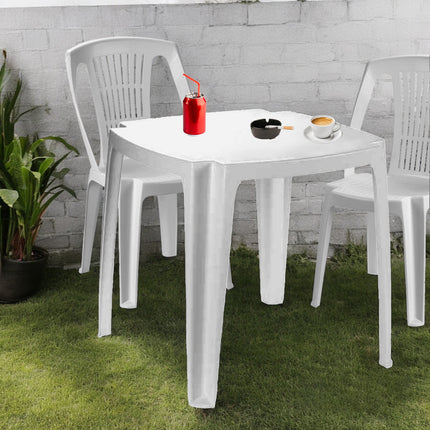 Progarden Tavolo Quadrato Per Esterni Bar Tavolino Da Giardino In Plastica Impilabile Bianco 75X75X72H Cm