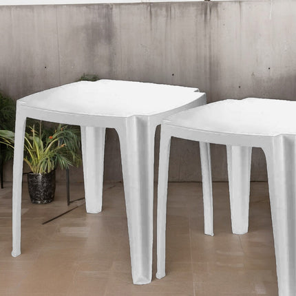 Progarden Tavolo Quadrato Per Esterni Bar Tavolino Da Giardino In Plastica Impilabile Bianco 75X75X72H Cm