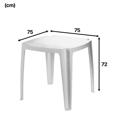 Progarden Tavolo Quadrato Per Esterni Bar Tavolino Da Giardino In Plastica Impilabile Bianco 75X75X72H Cm