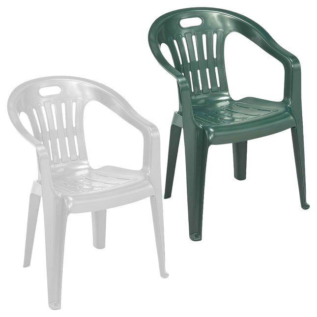 Progarden Poltrona Piona da Esterno in Plastica 56×55×78 cm – Impilabile con Braccioli, Colori Verde o Bianco, Made in Italy Progarden