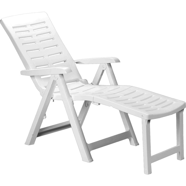 Progarden Sedia A Sdraio Da Giardino Arizona Poltrona Pieghevole Per Esterni Con Prolunga Poggiapiedi Bianca 108X60X109H Cm