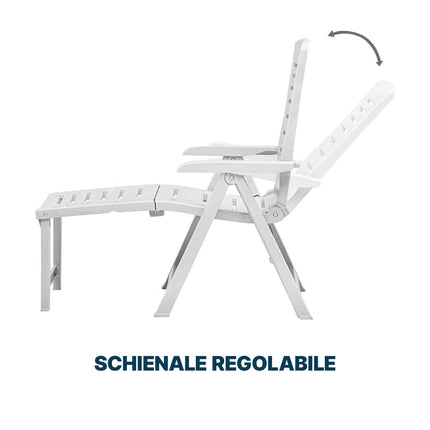 Progarden Sedia A Sdraio Da Giardino Arizona Poltrona Pieghevole Per Esterni Con Prolunga Poggiapiedi Bianca 108X60X109H Cm