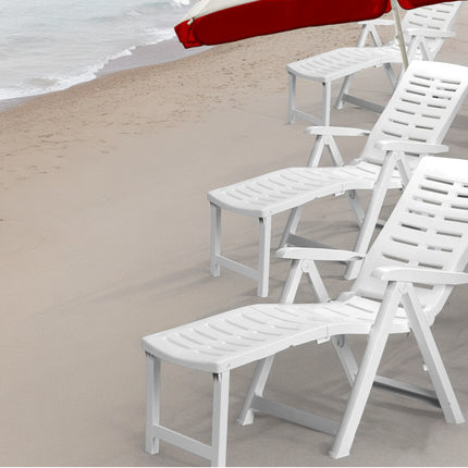Progarden Sedia A Sdraio Da Giardino Arizona Poltrona Pieghevole Per Esterni Con Prolunga Poggiapiedi Bianca 108X60X109H Cm