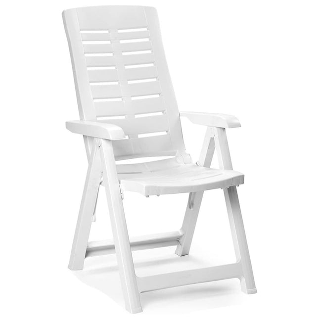 Progarden Poltrona Pieghevole Da Giardino Yuma Poltrona Per Esterni Con Schienale Regolabile 5 Posizioni Bianca 61X60X109H Cm