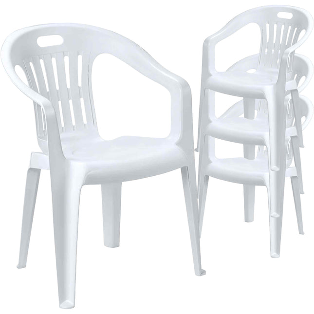 Progarden Poltrona Piona da Esterno in Plastica 56×55×78 cm – Impilabile con Braccioli, Colori Verde o Bianco, Made in Italy Progarden
